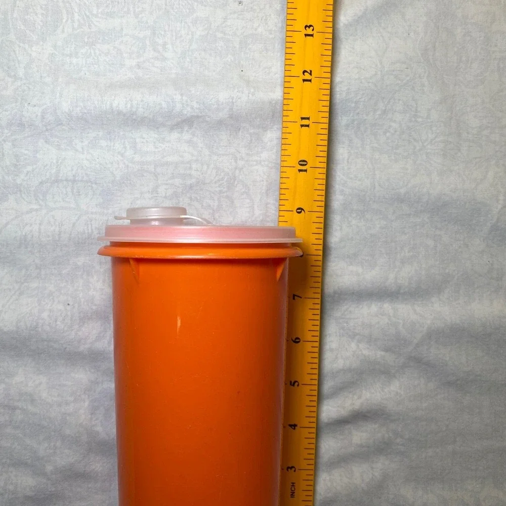 Vintage Tupperware Orange Tall Tumbler Juice Shaker 262-9 w/ Flip Top Lid 603-3